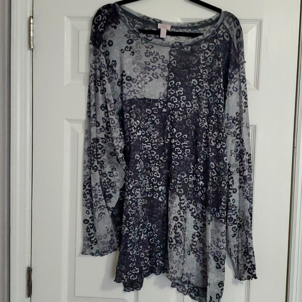 Sheer mesh patchwork long sleeve